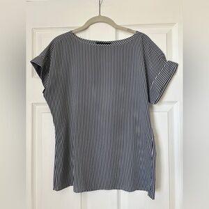 Banana Republic Navy Striped Boatneck Top